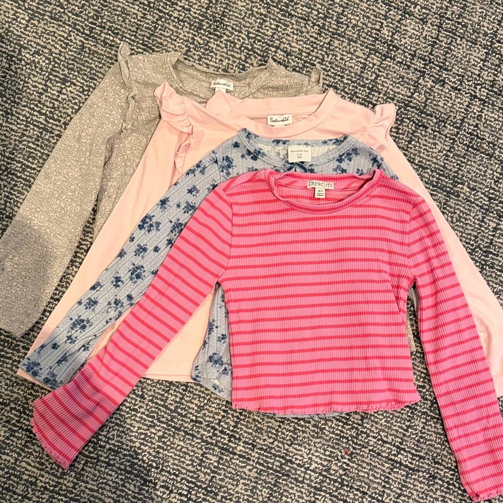 Splendid Girls Long Sleeve Top Set in Bright Pink, Light Pink, Blue, Cream